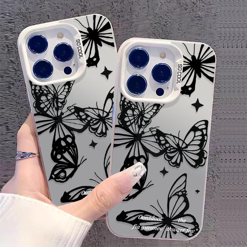 Cross Black Butterfly Silver Case for iPhone 16 Pro Max, 15, 14, 13