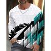 Spring Autumn Fashion Comfortable Loose Soft Casual Versatile Round Neck Long Sleeve T-shirt Creative Fun Animal Geometry 3D Printed Men's T-shirt