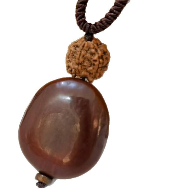 Women's Retro Ethnic Style Adjustable Long Sweater Chain with Natural Peace Bean Charm