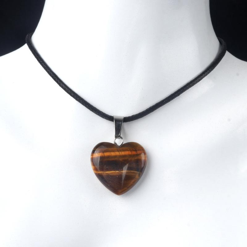 1 Stück Naturstein Herzform Anhänger Kristall Amethyste Heilkristall Halskette Damen Charme Herren Schmuck