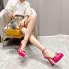 Black Rhinestone High-Heeled Sandals with Waterproof Platform and Butterfly Wide Fit