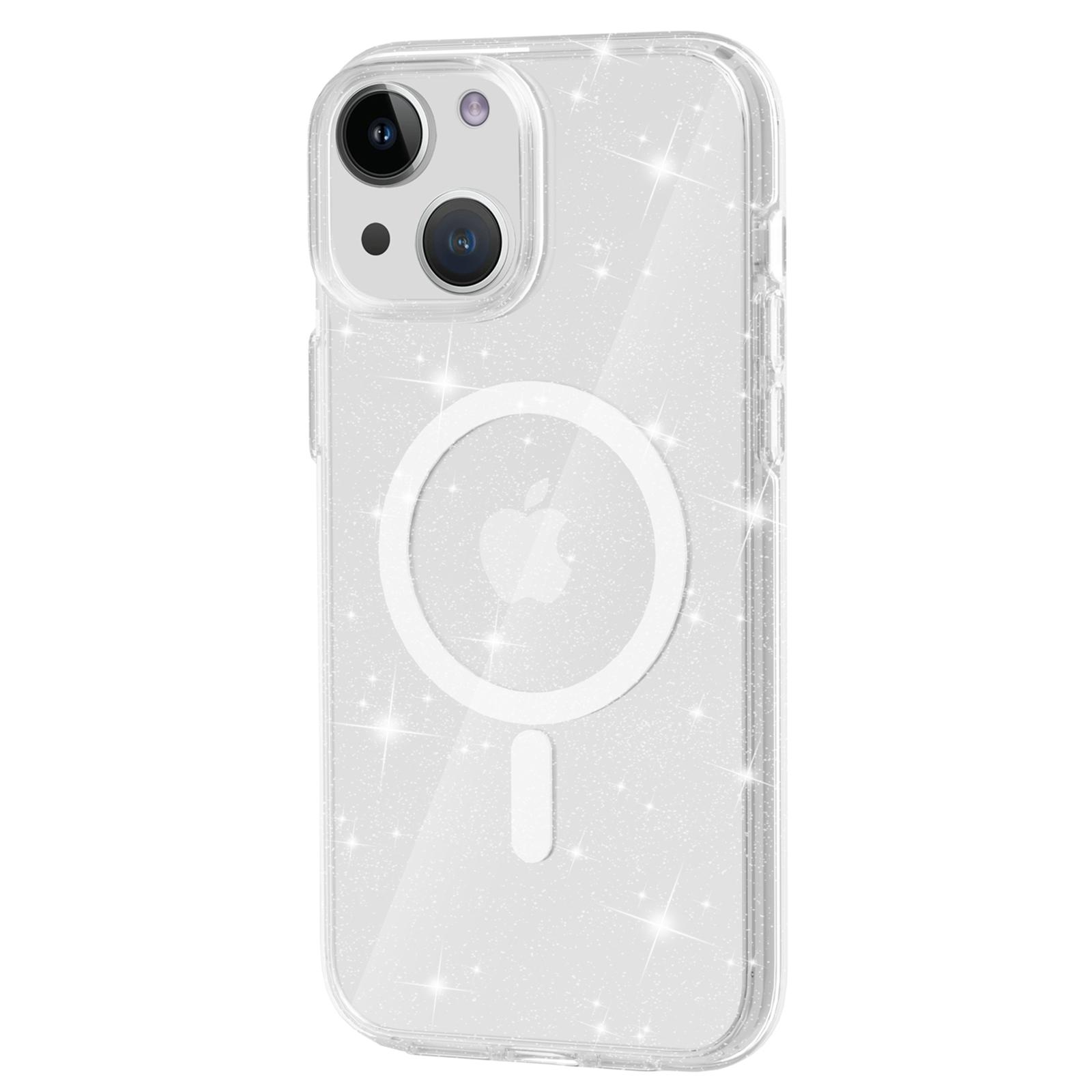 

Glitter Magnetic Case for iPhone 15 Compatible with MagSafe,Hard PC+Soft TPU Phone Cover White