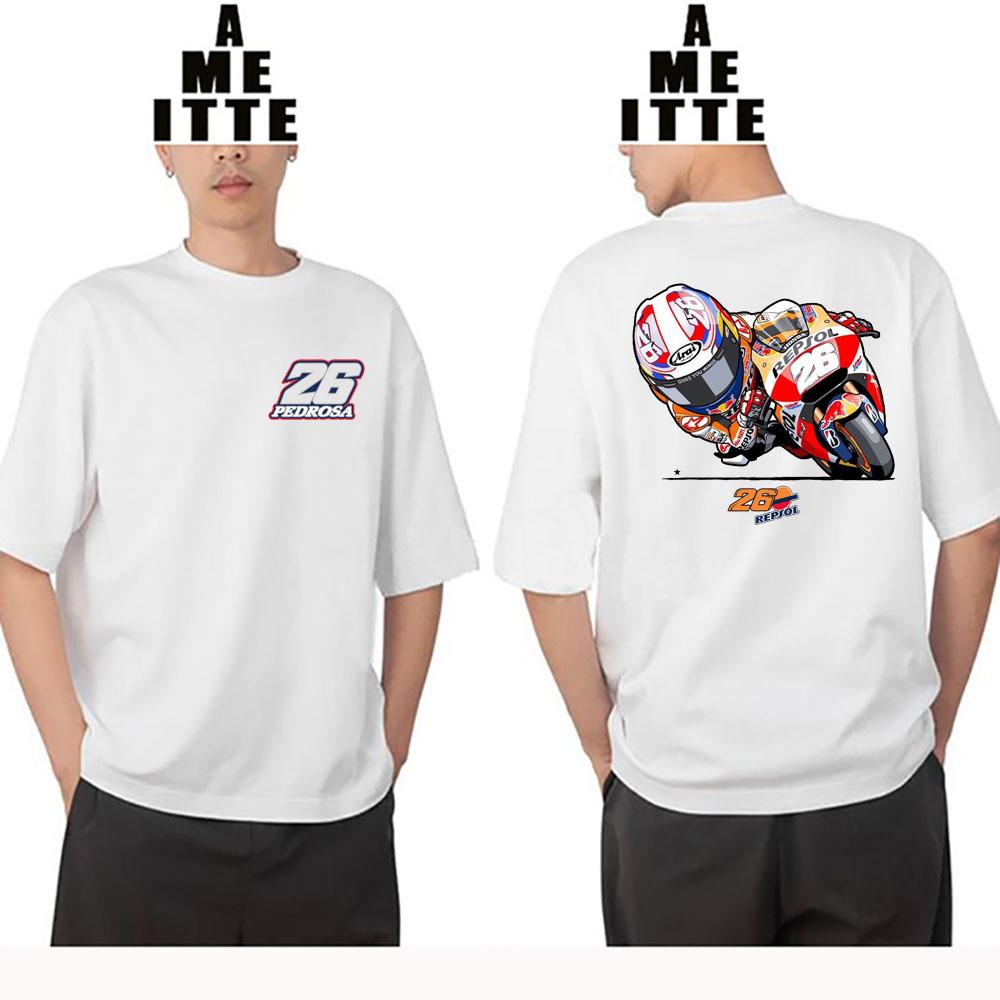 Giappone Leggenda Dani Pedrosa 26 Gp Gara Maglietta Unisex Manica Corta Avventura Hip Hop Ragazzo Casual Top Bianchi Freschi Unisex Magliette da Motociclista