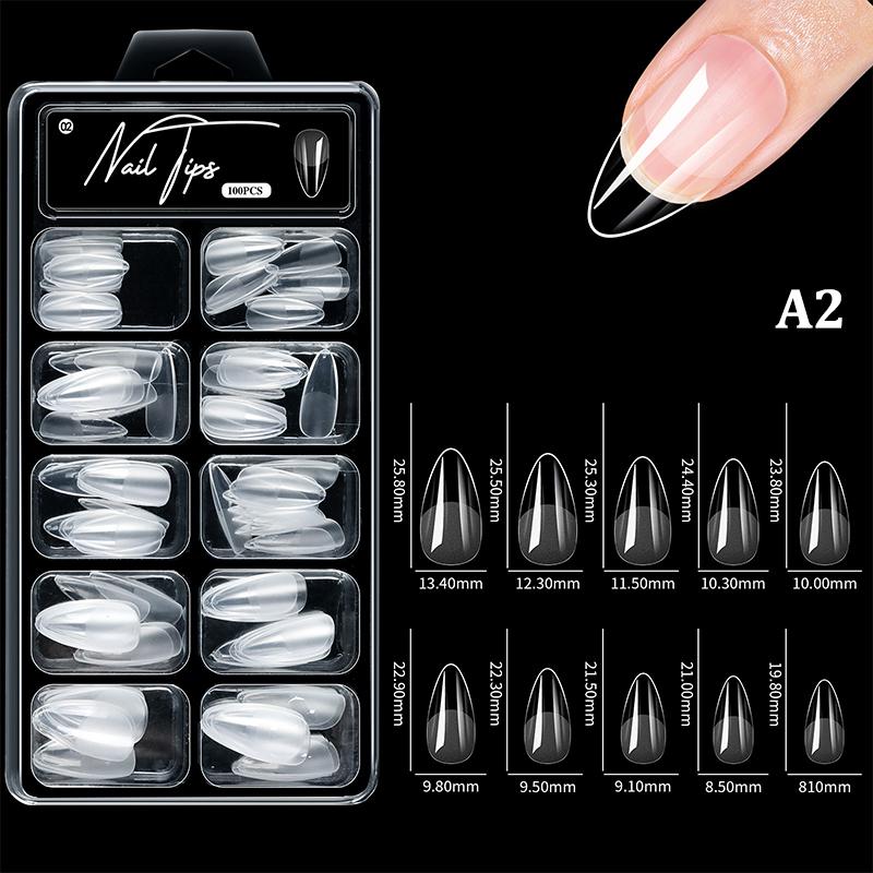 100Pcs Soft Gel False Nail Tips Short Square Coffin Almond Artificial Press On Fake Nails Extension Manicure Tools