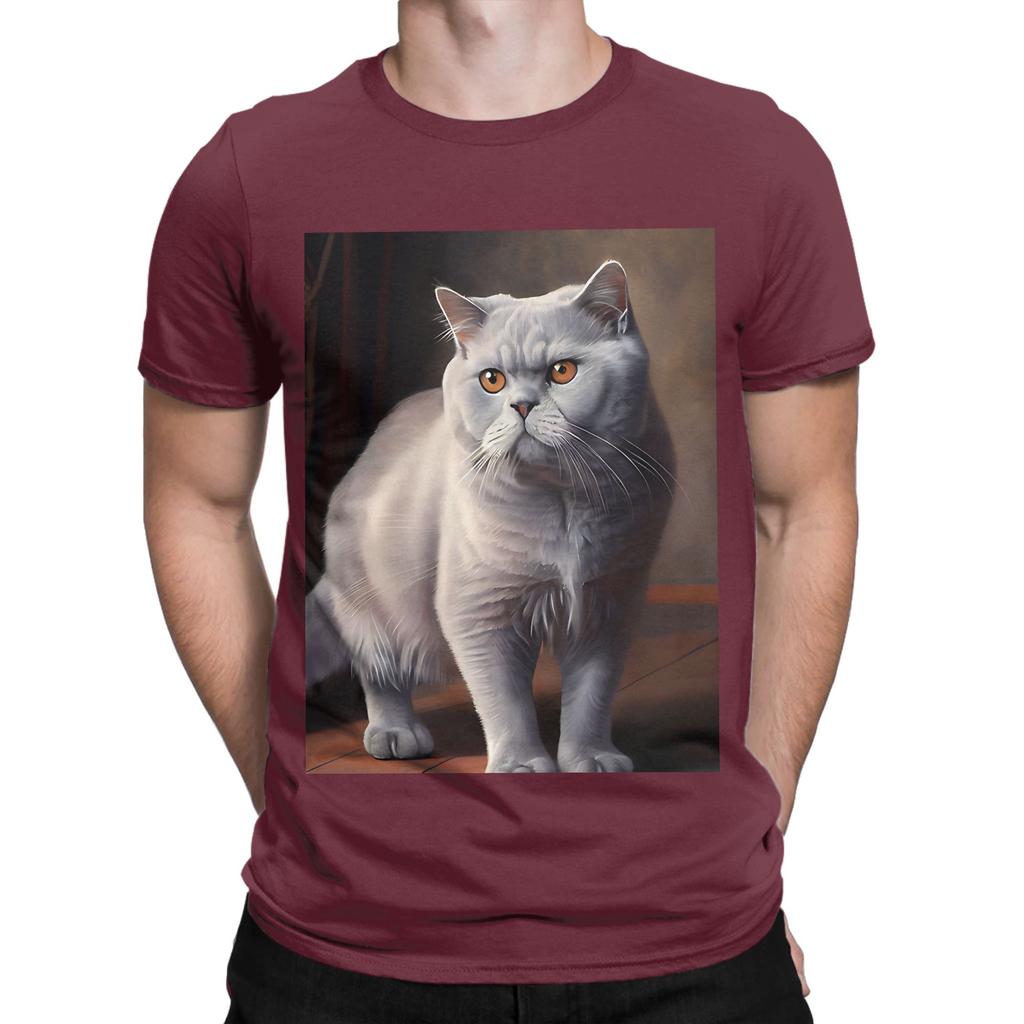British Shorthair Oil paint Graphic Funny 100 Cotton TShirt Shorthair Tees Tops For Unisex