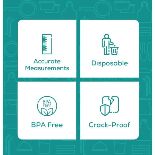 GUSTO 10 Oz - 50-Count Multipurpose Disposable Plastic Measuring Cups - Baking, Cooking, Epoxy Resin, Mixing & Measuring Cups - (Formerly Comfort Pack