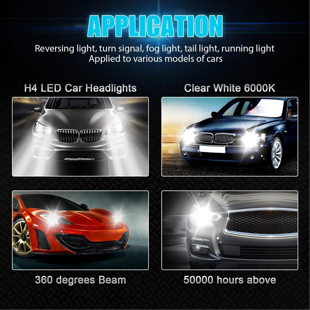 H4 Super White LED Headlight Bulb 1-10PCS 6000-6500K High Low Beam LED Headlight IP67 Waterproof Auto Headlight 4000LM 80W 12V