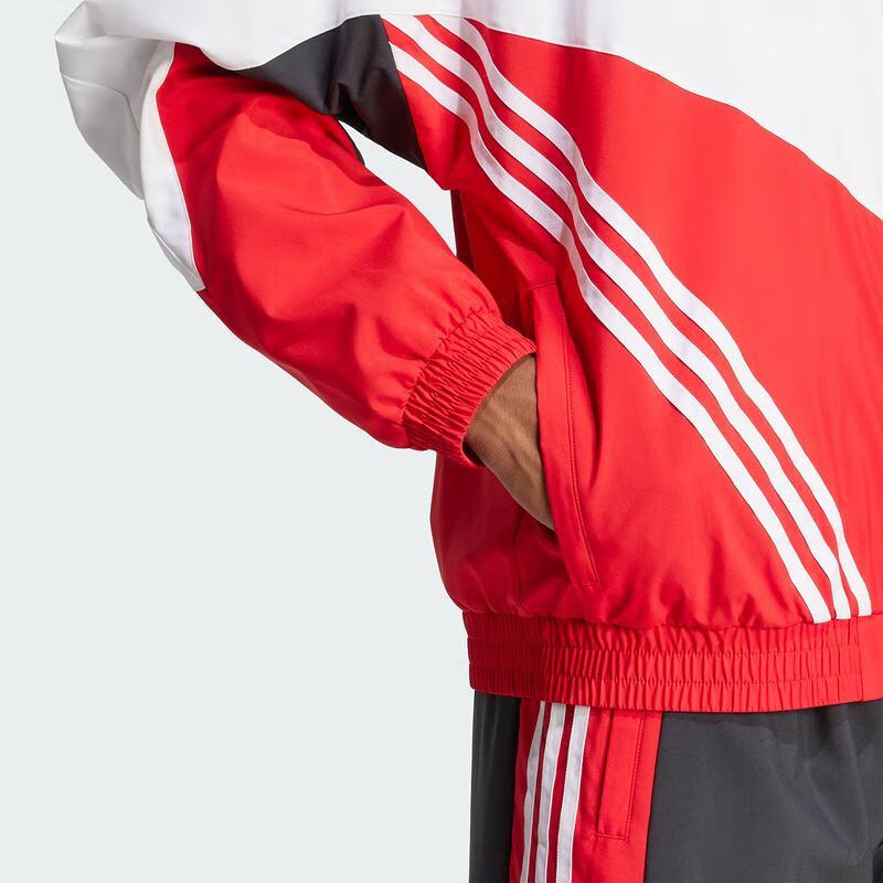 Adidas Originals Logo Stripe Sports Casual Stand Collar Loose Zipper Jacket Men Jacket Light-Crimson KA4549