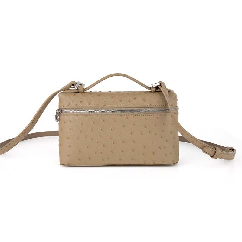 2026 New Head Layer Leather LP19 Lunch Box Bag Fashion Ostrich Pattern Fashion Versatile Single Shoulder Crossbody Makeup Bag