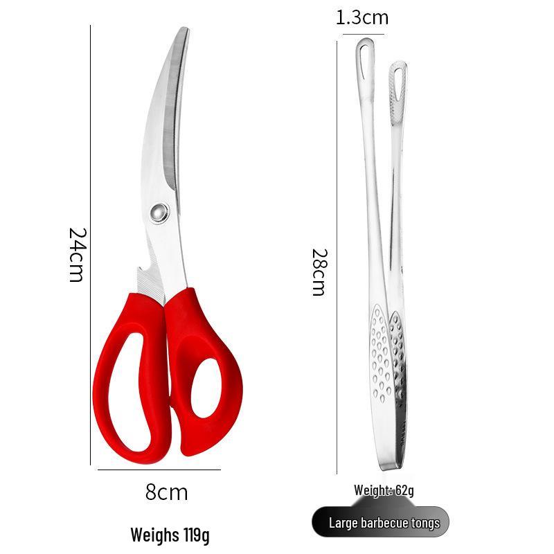 Golden Korean 304 Stainless Steel BBQ & Grilling Tongs - Extended for Steaks and Buffets