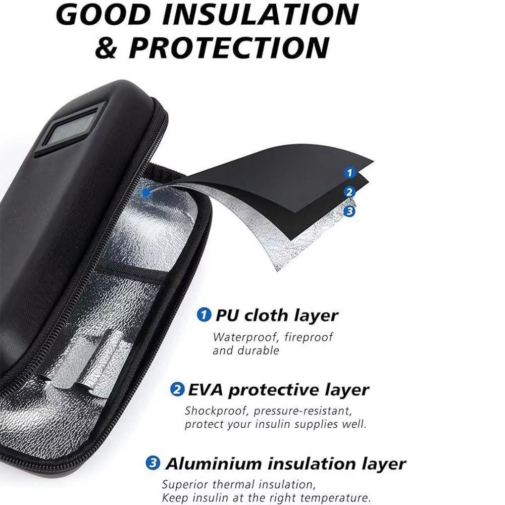 With Thermometer Display Medicine Insulin Cooling Bag Refrigerated Medicine Organizer Daily Use