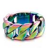 Pulseira de Corrente Curb Cubana Cor Ouro Prata Pesada 26MM Homens Mulheres Hiphop Arco-íris Aço Inoxidável Biker Moto Pulseira Joia