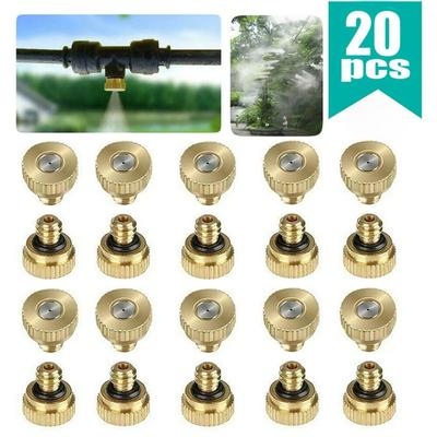 20PCS Brass Misting Nozzles High Quality Water Mister Spray Heads for Outdoor Patio Cooling Misting System Garden Irrigation Cooling