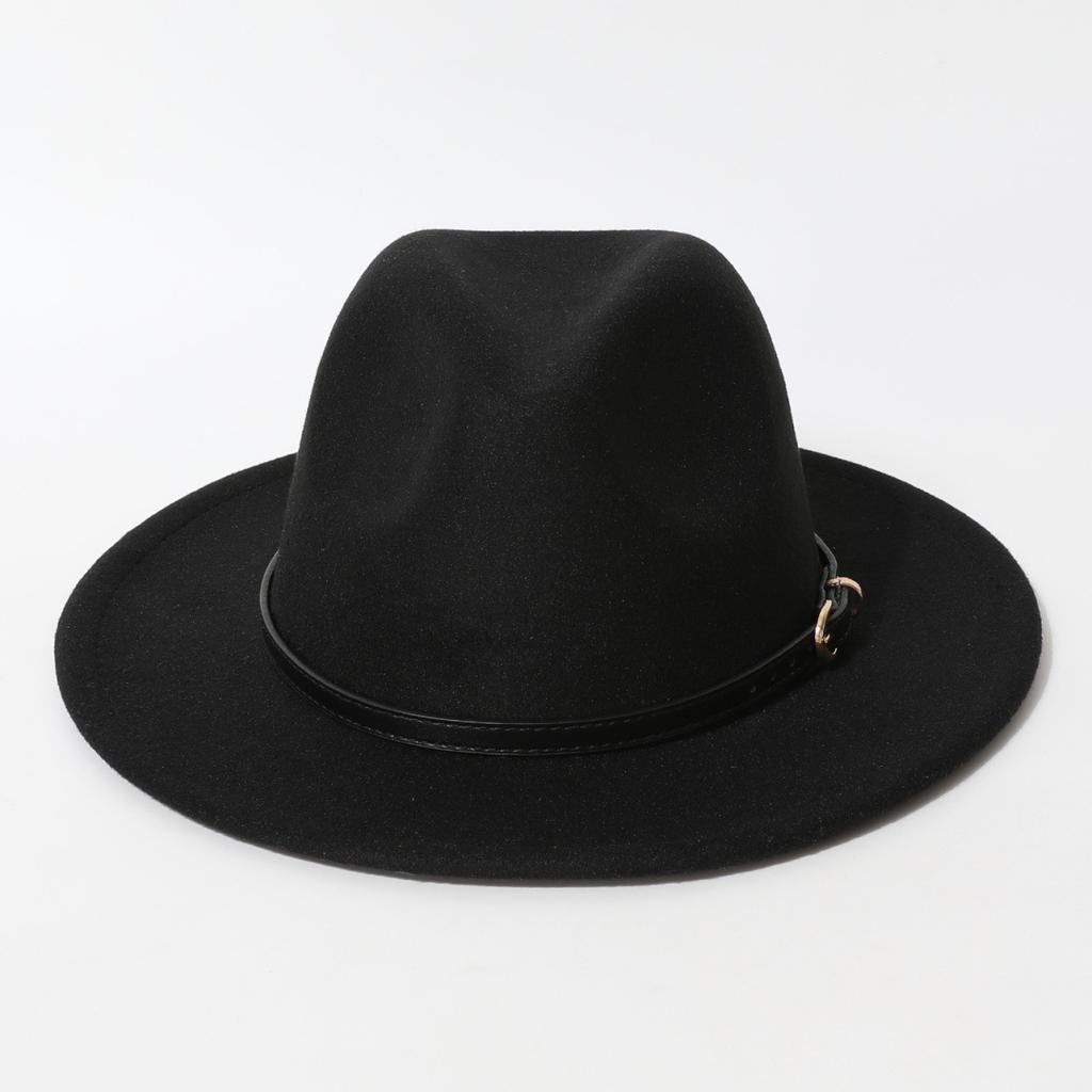 Simple Solid Color Fedora with Belt Buckle, European and American Felt Hat, Parent-child Casual Cowboy Hat, Classic Jazz Hat for Men and Women