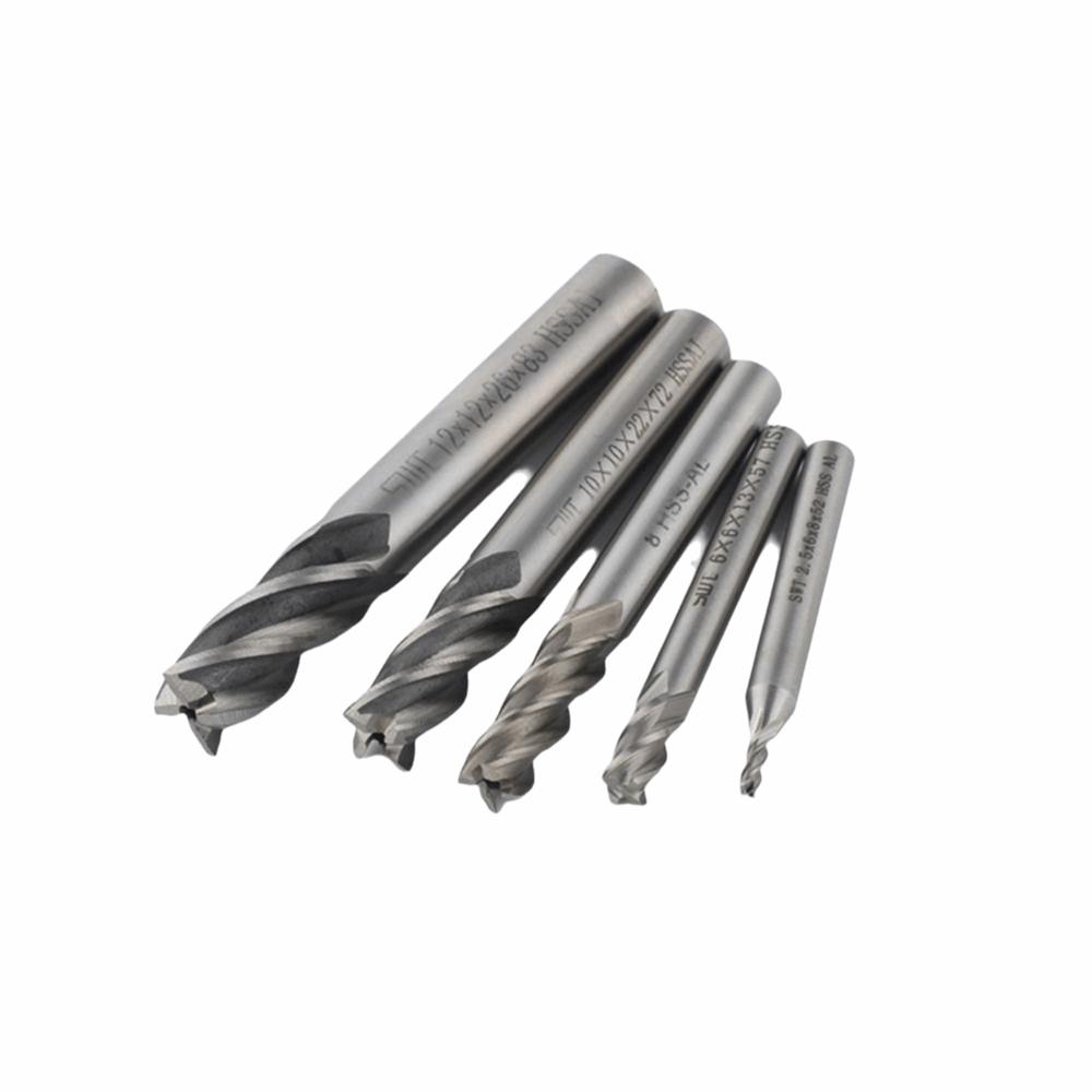 7/10Pcs 4-Flute Spiral End Mill Set High-Speed Steel CNC Milling Tools Wood Steel Milling
