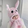 Warm Knitted Rabbit Ear Hat With Scarf Kids Women Winter Outdoor Wear Soft Fleece Lined Adjustable Hooded Beanie