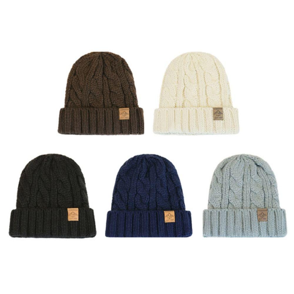 Warm Pullover Hat Thickened Plush Beanie Soft Knitted Cap Female/Girls