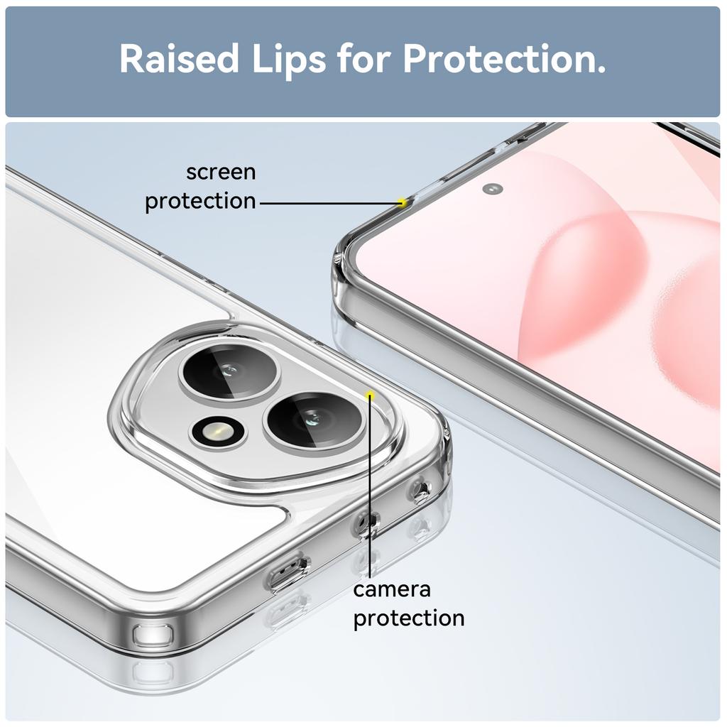 For Honor 400 5G (Global) Case WANLONFENG MF Series TPU Acrylic Clear Phone Cover with Tempered Glass Film