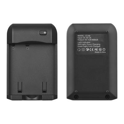 NP 40 Akkuladegerät mit LED-Anzeige + 2 Stück NP 40 Akkus 3,7V 800mAh mit USB-Ladekabel