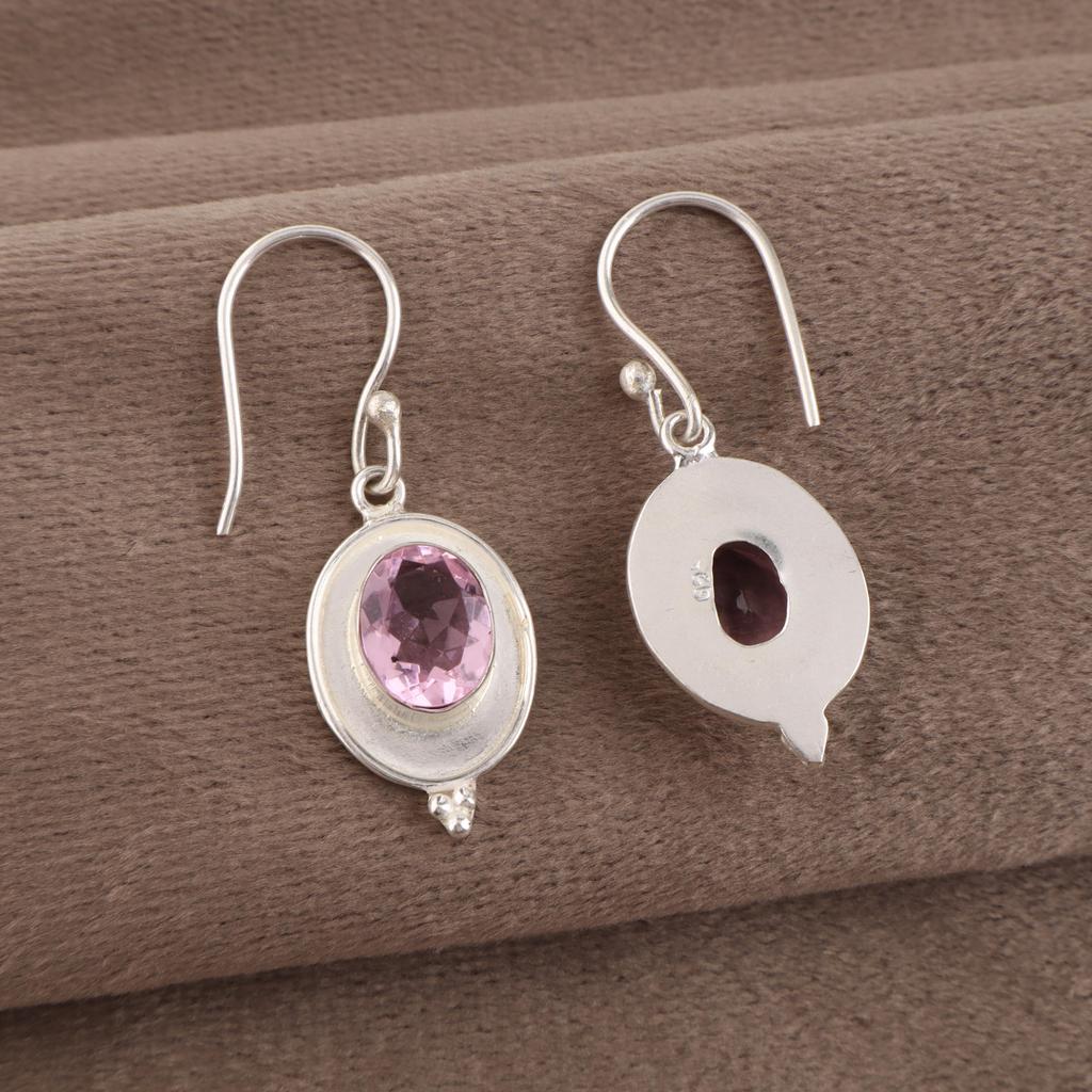 Morganit Edelstein Schmuck, 925 Sterlingsilber Ohrringe, Handgefertigte Funkelnde Silberohrringe, Geschenk für Frauen