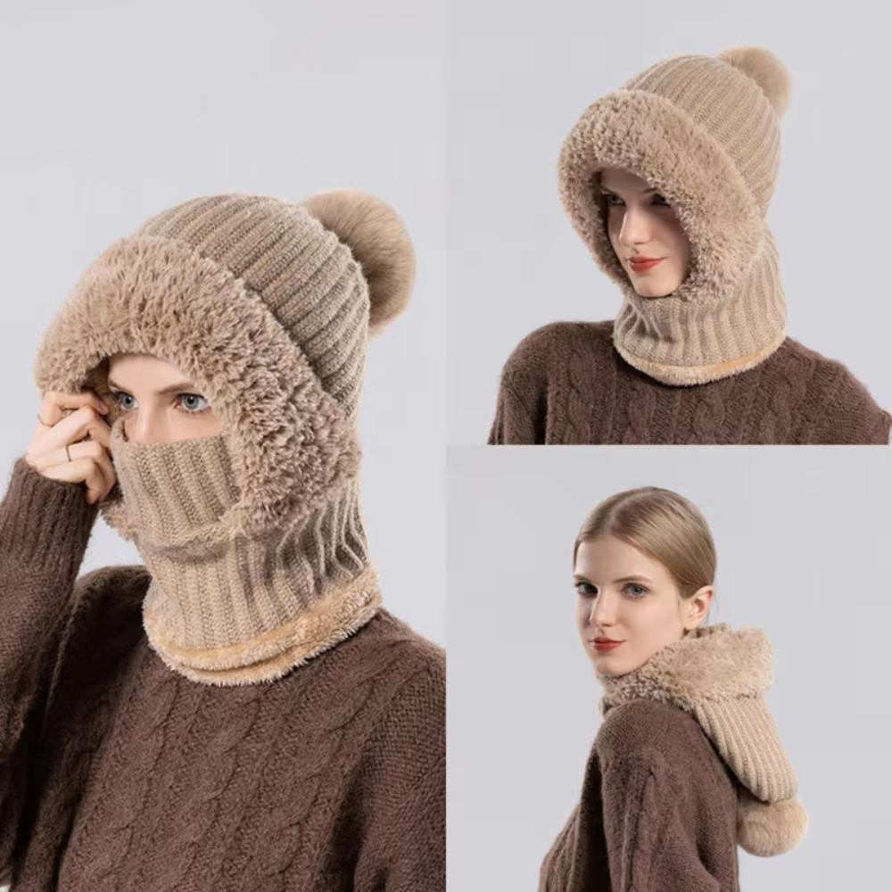 Warm Pullover Cap Windproof Neck Warmer New Scarf Mask Integrated Hat  Autumn and Winter