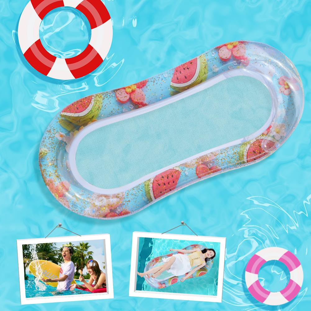 Flotteur Gonflable à Paillettes Hamac d'eau Chaise Flottante Fraise Florale pour Adultes Siège de Bouée Flottante Tapis de Plage