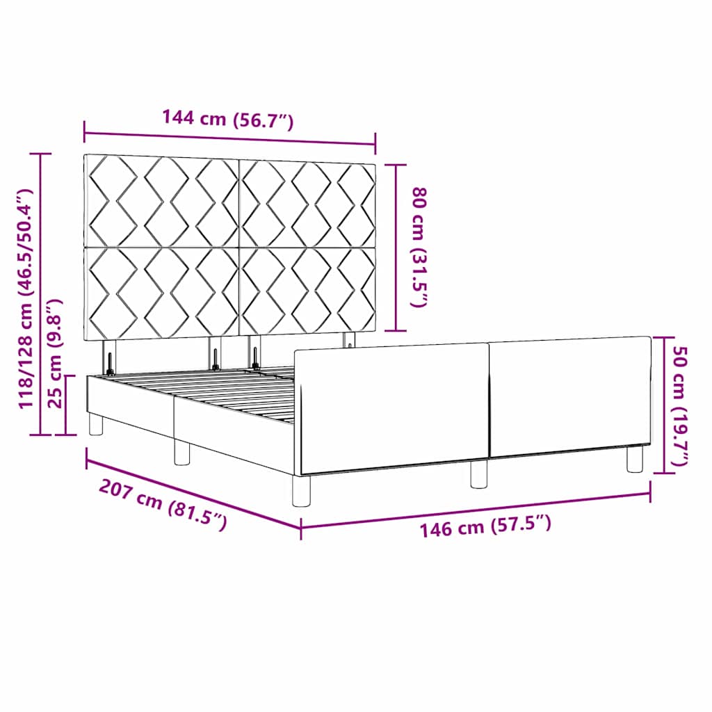 Bed Frame with Headboard Black 140 x 200 cm Fabric