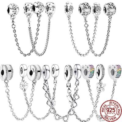 925 Sterling Silver Butterfly Daisy Flower & Band of Hearts Charm Beads Fit Original Fasion Bracelet DIY Women Jewelry Gift