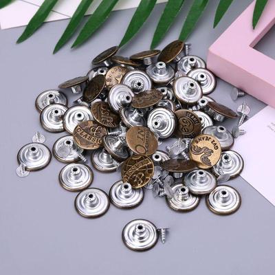 50 Stück gemischte Stile, Metall, ohne Nähen, Ersatz, Reparatur, Jean-Hosen-Knöpfe, 20 mm, DIY-Bastelzubehör