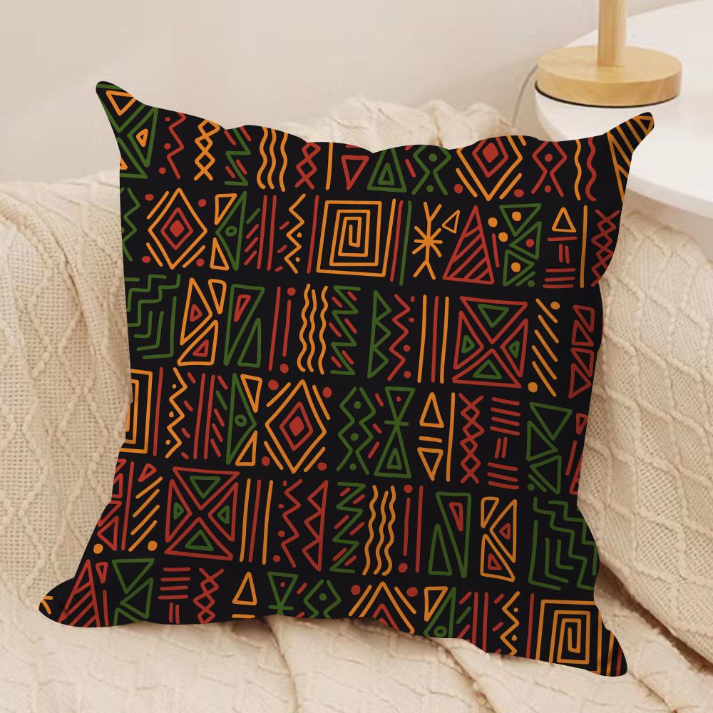 African Tribal Pattern Cushion Cover Short Plush Doublesided Print Square Throw Pillow Covers Sofa Home Cushion Decor