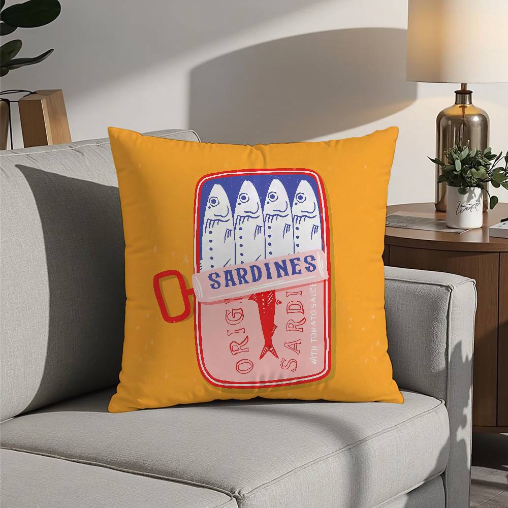 

Coastal Charm Sardine Can Pillow Case 3D Print Polyester Fiber 40*40cm Home Sofa Throw Decoration Festival Gift 12x12Inch