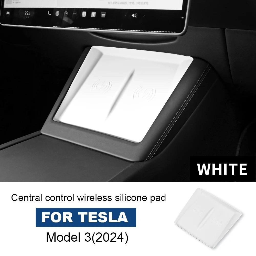 for Tesla Model 3 Highland 2024-26 Model Y 2025 2026 Juniper Silicone Wireless Car Charging Pad Non-Slip Mat Dust-Proof Charger