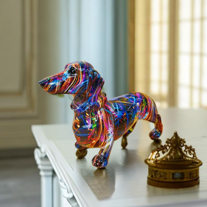 Colorful Standing French Bulldog Resin Statue Decoration, Pet Dog DIY Graffiti Crafts, Desktop Animal Statue Ornament.