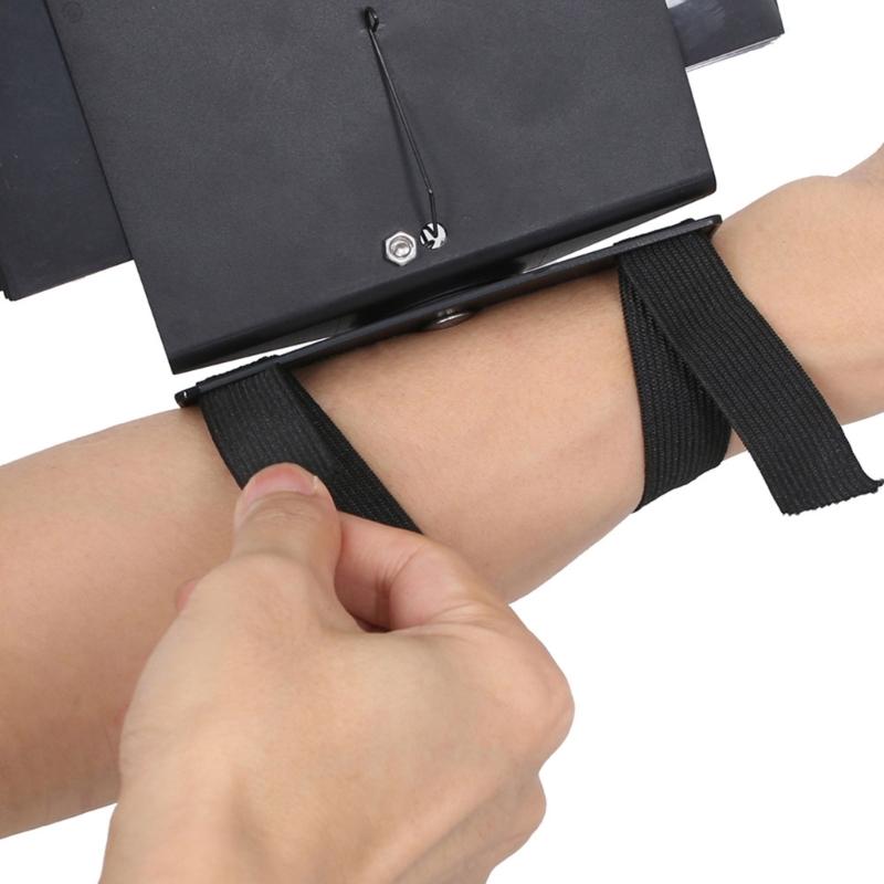 Black Arm Mounted Music Holder, Flute Lyre, Adjustable Forearm Sheet Folder with 5 Sleeves and ABS Panel for Band Use, Reading Support, and Practice