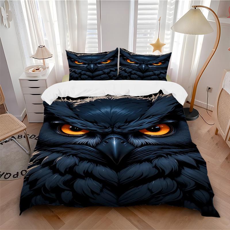 3pcs Night Owl Duvet Cover Set -Includes 1 Duvet Cover and 2 Pillowcases, No Quilt Core, All-Season Home Decor yy251111108
