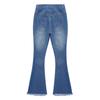 Pantaloni lunghi casual da bambina per bambina, elastico in vita, pantaloni in denim a zampa d'elefante strappati con orlo a bava