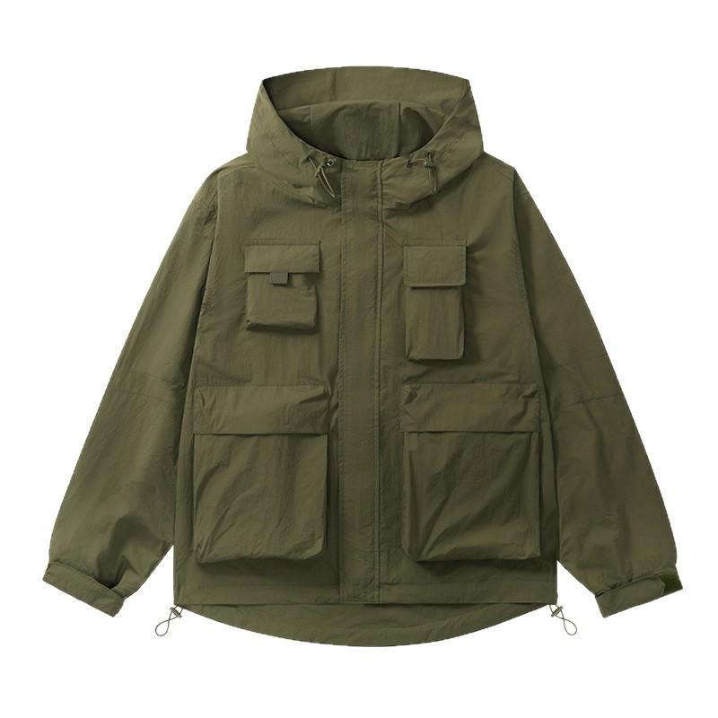 New Men and Women Hooded Jacket Teenagers Outdoor Casual Sports Top Versatile Trendy Men's Multi-bag Jacket