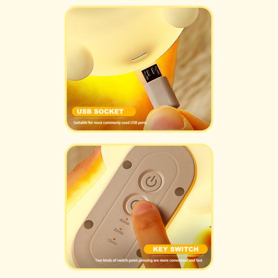 Silicone Night Light with Auto-Off Timer Cute Puppy Design Flicker Free Eye Protection Touch Control LED Bedside Lamp Decoration