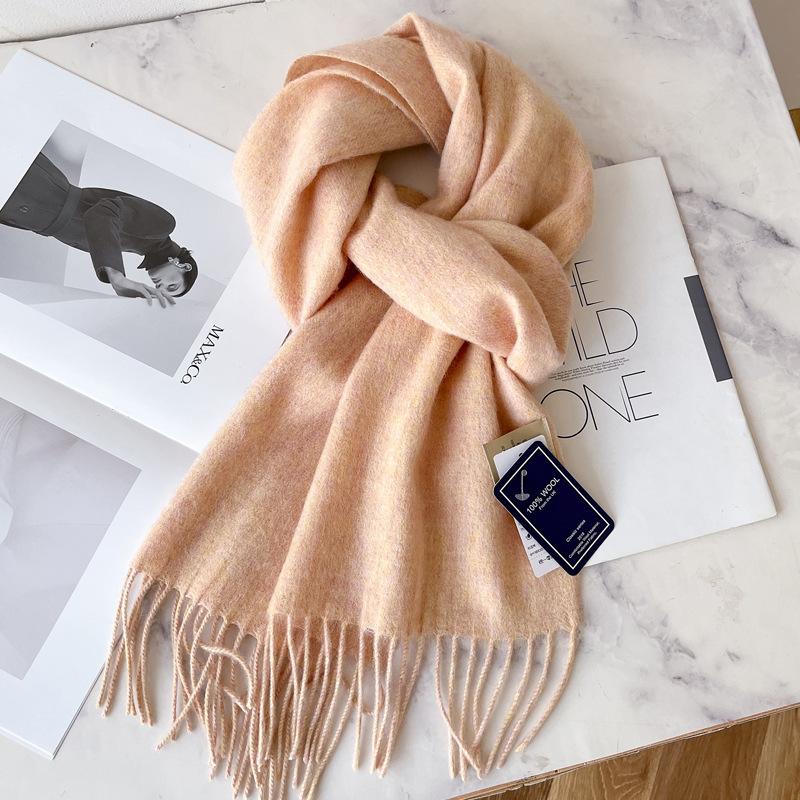 White Pure Scarf Women's Winter Korean Versatile High-end Sense Thickened Couple Scarf Dual-purpose High-end Gift
