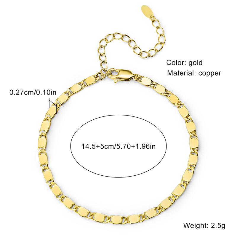 European and American Golden Temperament Bracelet Women's Fashion Simple Paperclip Metal Chain Hand Jewelry