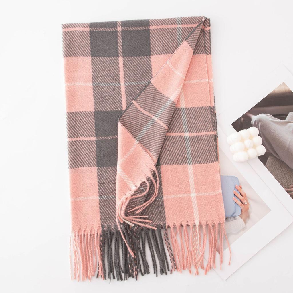 Plaid Scarf Women's Winter High-end Sense New Autumn and Winter Thickened Versatile Atmosphere Warm Scarf