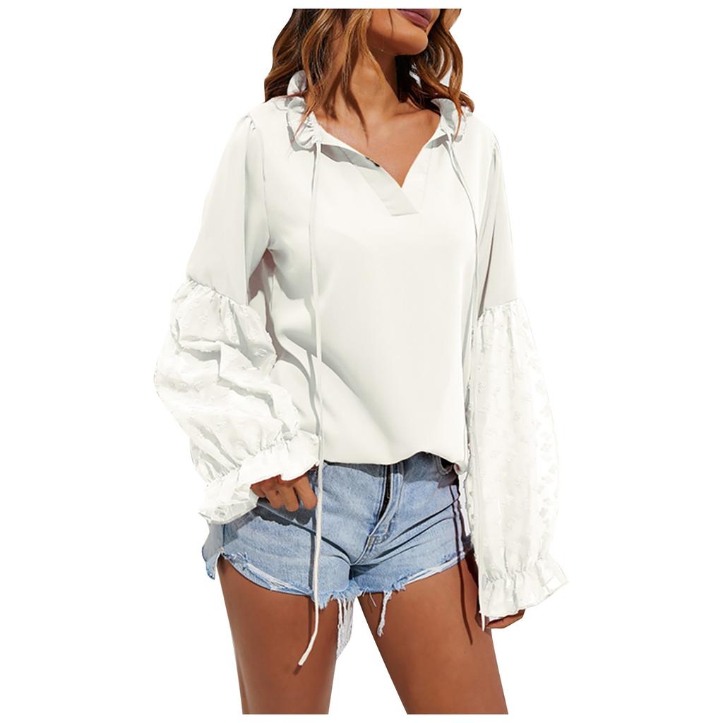 Fashion Casual Women's Solid Color Temperament Shirt Long-sleeved Stitching Top