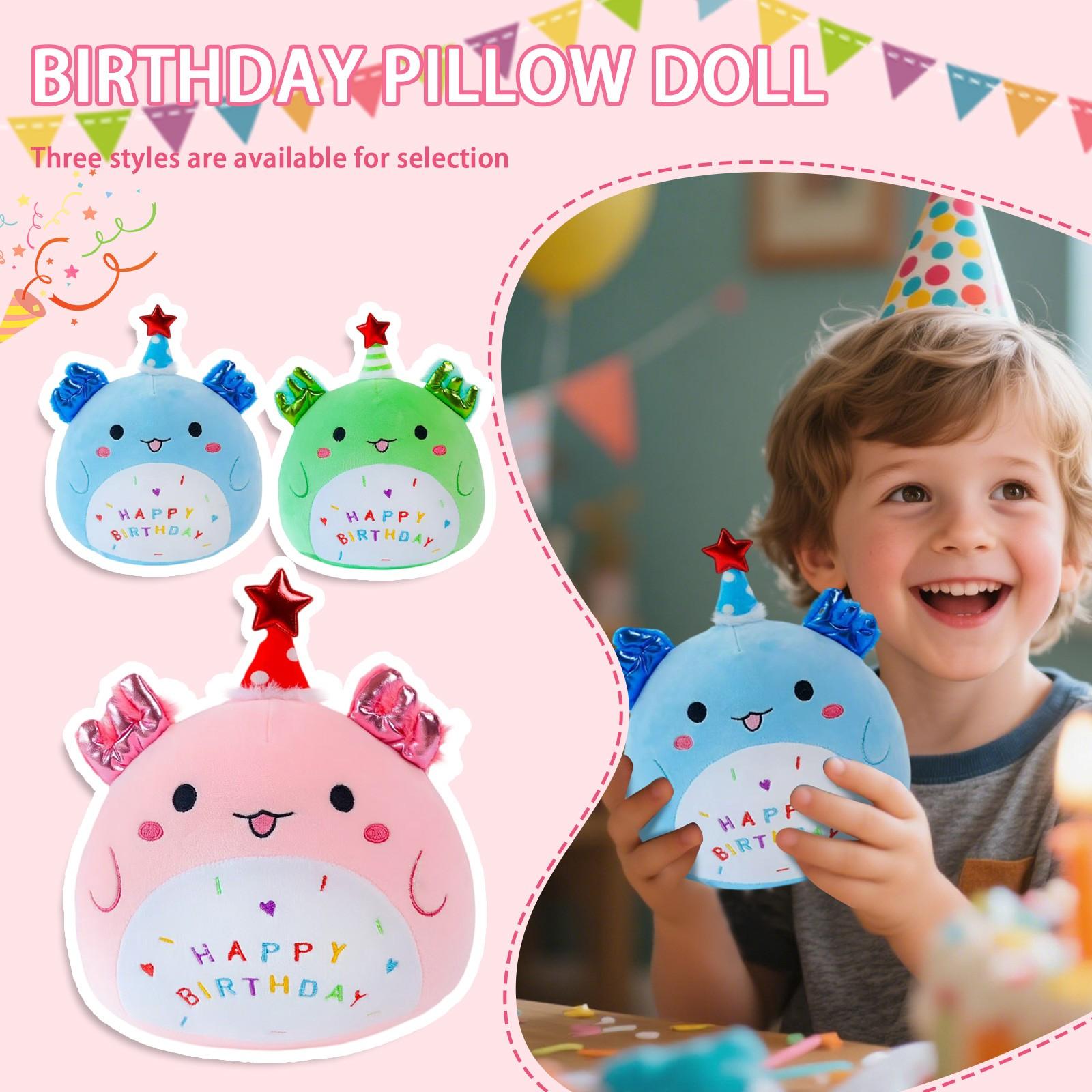 

HAPPY BIRTHDAY Plush Toy Cute Happy Birthday Stuffed Animal Soft Plush Toy Cartoon Doll Birthday Gift One Size синій