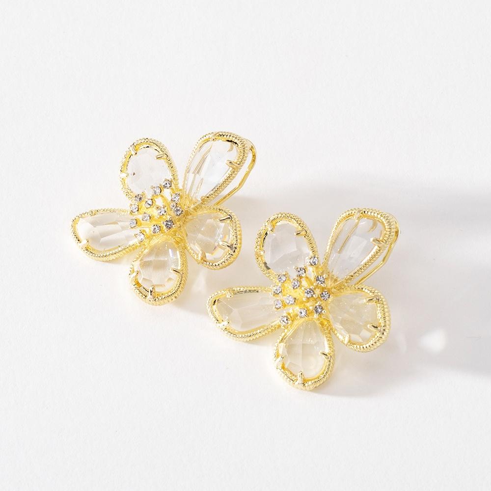 

Pinkdudu Crystal Flower Stud Earrings Elegant Alloy Inlaid Crystal Earrings for Women Jewelry Accessories Gifts PD510 белый