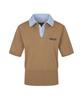 MONDAYFLOW Shirt Layered Knit Top Short Sleeve_Camel