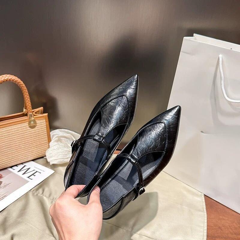 

Fashion French Retro Heightened Mary Jane Shoes 2025 Summer New Pointed Toe Fashion and Versatile Temperament Single Shoes for Women 35 чёрный