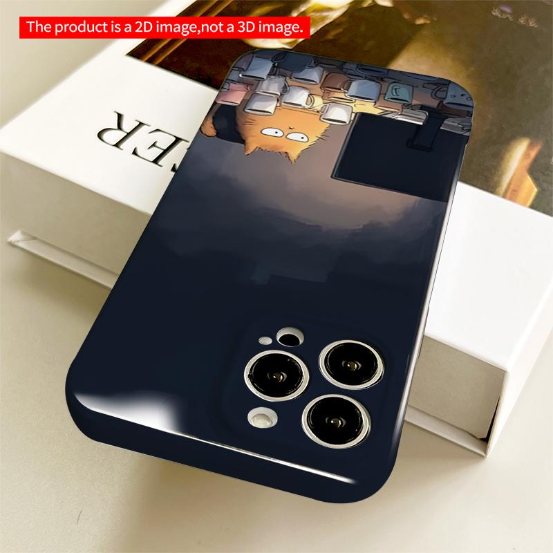 2DFlat Cute Cat Typing on Laptop All inclusive film hard iPhone case, compatible with iPhone 18 Pro Max 17 16 15 14 13 12 11