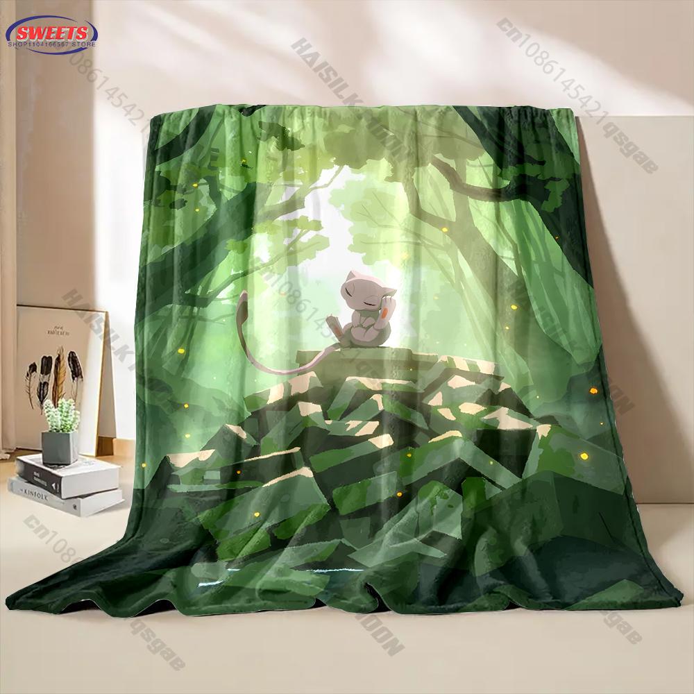 Best Seller! 3D Pokemon Mew Print Blanket Warm Soft Comfortable Home Bed Travel Blanket Sofa Bedding Cover Blanket Holiday Gift