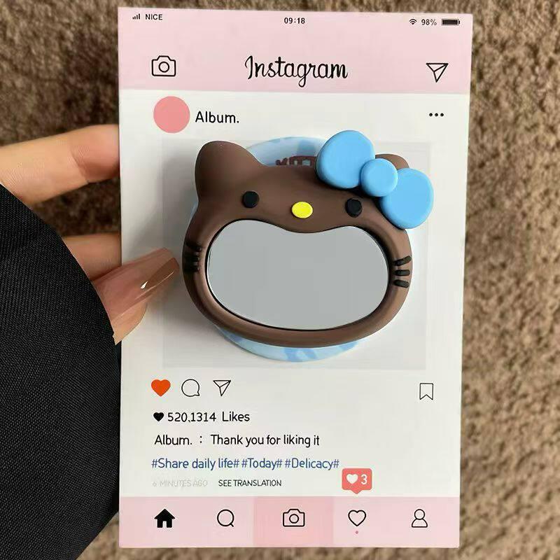 Cartoon Silicone Magnetic Kitty Cat Phone Holder with Mirror Surface and Retractable Air Cushion
