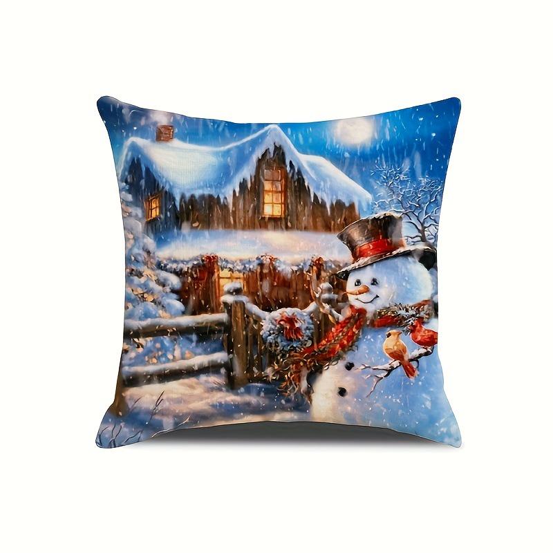 Christmas Snowman Cushion Cover - Decorative Options for Car or Sofa